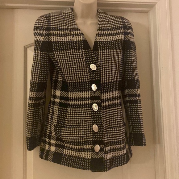 Valentino‎ Vintage Retro 1980’s Black & White Blazer - Picture 1 of 7